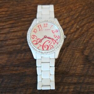 Betsey Johnson White And Pink Watch